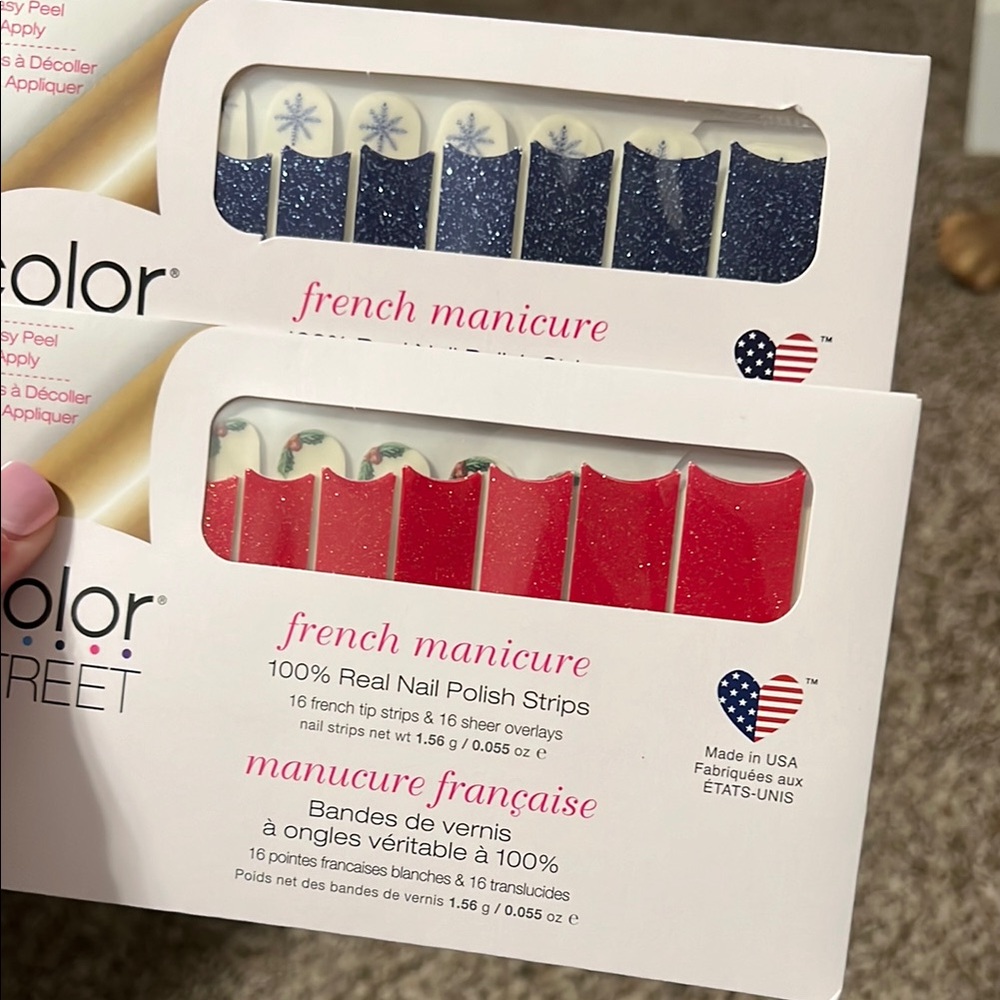 Color Street Glitter French Manicure Set - Red and Blue